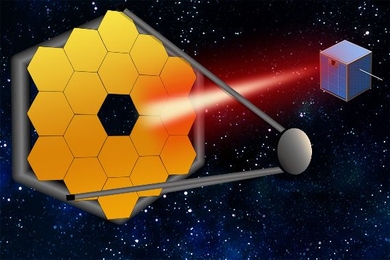 In the coming decades, massive segmented space telescopes may be launched to peer even closer in on far-out exoplanets and their atmospheres. To keep these mega-scopes stable, MIT researchers say that small satellites can follow along, and act as “guide stars,” by pointing a laser back at a telescope to calibrate the system, to produce better, more accurate images of distant worlds.