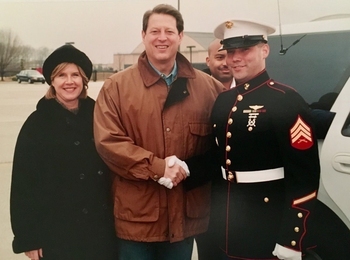 EAPS Assistant Professor Brent Minchew (right) with former Vice President Al Gore in 2001.  