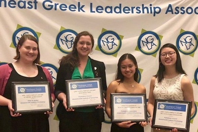 MIT's Panhellenic Association accepts their awards at the 2019 Northeast Greek Leadership Association Conference in Hartford, Connecticut.