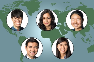 Clockwise from top left: Jonathan Zong, Indira Puri, Grace Zhang, Helen Zhou and Joseph Maalouf