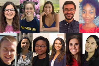 Clockwise from top left: Katie Fisher, Abby Bertics, Catherine Wu, Jonars Spielberg, Samira Okudo, Hope Chen, Alexis D'Alessandro, Anna Bair, Miranda McClellan, Sarah DiIorio, James Pelletier. Not shown: Dariel Cobb