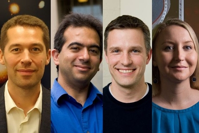 Four MIT faculty have been named 2019 American Physics Society Fellows: (left to right) Matthew Evans, Joseph Formaggio, Markus Klute, and Anne White. 