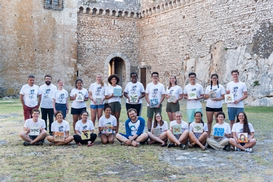 MIT engineering students display the frescoes and mosaics that they created at the Caetani Castle in Sermoneta, Italy. 