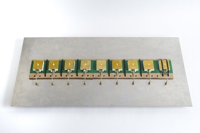 The antenna for Lincoln Laboratory's in-band full-duplex phased-array system is seen with its protective packaging removed to expose the individual antennas that compose the phased array. 