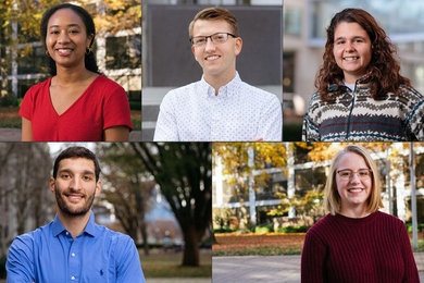 Clockwise from upper left: Megan Yamoah, Billy Woltz, Fran Vasconcelos, Claire Halloran, and Ali Daher 