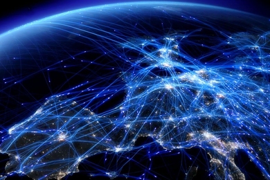 It has never been safer to fly on commercial airlines, according to a new study by Arnold Barnett, the George Eastman Professor of Management at the MIT Sloan School of Management. Shown are evening air traffic patterns in Europe.