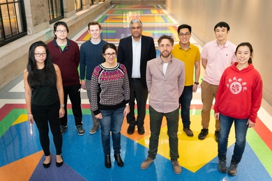 MathWorks fellows with Anantha Chandrakasan (back row, center), dean of the MIT School of Engineering. Not pictured: Fellows Pasquale Antonante, Alireza Fallah, and Kate Reidy.