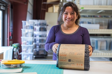Renewed products consist of upcycled or recycling materials. The Renewal Workshop is an MIT Solver team that works to save textiles from landfill.