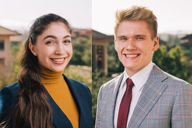 MIT seniors Siranush Babakhanova (left) and Michal Gala have been named 2020 Knight-Hennessy Scholars.