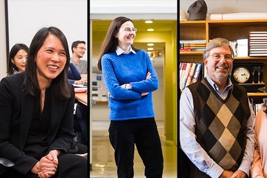 Left to right: MIT professors Lily Tsai, Paola Capellaro, and Warren Seering are “Committed to Caring."