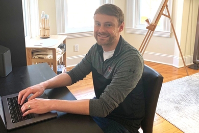 Kyle Filipe working from home. "Our mentality is: keep telling us what you need and we'll keep trying to figure out creative solutions. That’s what [MIT IS&T] did before Covid-19 and that’s what we’ll do long after Covid-19.”