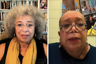 Angela Davis (left) and Blanche Staton in a webcast conversation on Oct. 21. 