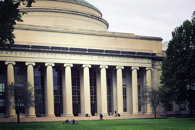 MIT dome and Killian Court on a cloudy day