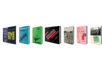 A photo of seven book covers floating in white space