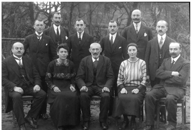 Rothschild’s great-grandfather, David (standing, third from left), is pictured here before the war with his siblings and father Joseph. During the Holocaust, David was imprisoned at Buchenwald, and several siblings were killed or imprisoned, including Joseph, who was murdered at Auschwitz.