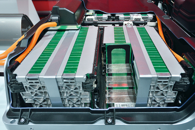 Photograph of electric vehicle battery.