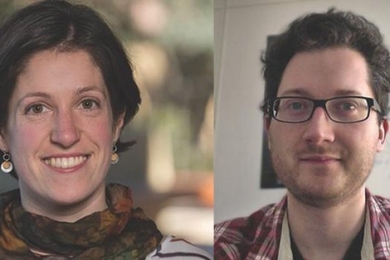 Portrait photos of Camilla Cattania and William Frank