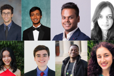 Two-by-four grid of headshot photos of MIT students