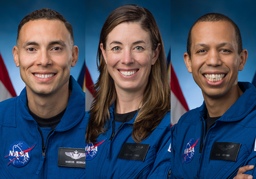 NASA headshot photos of Marcos Berríos, Christina Birch, and Christopher Williams