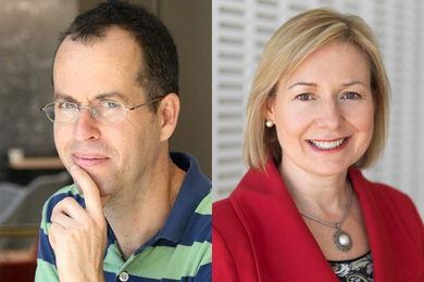 Portrait photos of Elchanan Mossel (at left) and Rosalind Picard (at right)