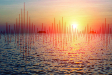 Photo of a sunset with a sound wave superimposed on it