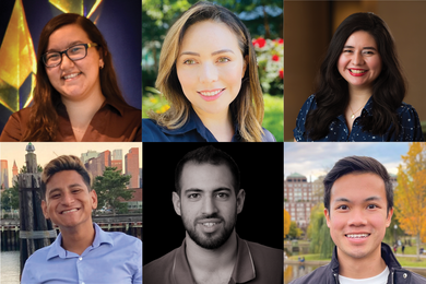 Two-by-three grid of headshot photos of graduate students