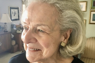 Closeup photo of Mary Morrissey at home in later years