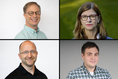 Two by two grid of headshots of Gavin Off, Ames Alexander, and Adam Wagner and Cathy Clabby