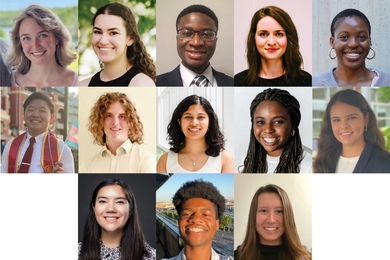 13 portrait photos of MIT's Fulbright winners
