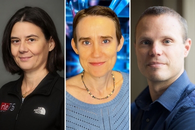 Headshots of Paola Cappellaro, Maria Gatu Johnson, and Bradley Olsen