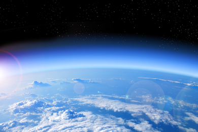 Earth and its atmosphere from space