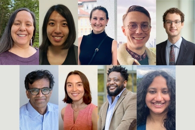 A collage of nine headshots of new SHASS faculty arranged in two rows