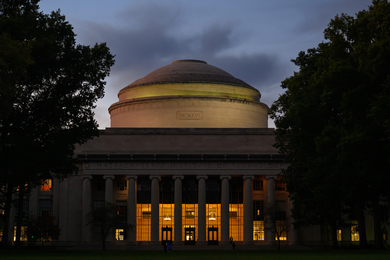MIT's Great Dome at nighttime
