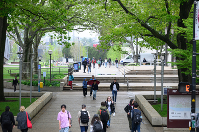 Students on campus at MIT