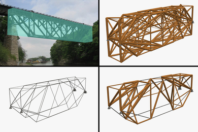 The Lockport truss bridge photo shows the current trusses, and then three designs show trusses with different materials.