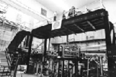 A state-of-the-art detector, the Bates Large Acceptance Spectrometer Toroid (BLAST), hotographed late last year. it is being built by a collaboration of approximately 50 physicists.