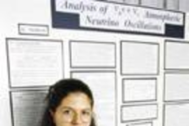 Natalia Toro with her winning Intel Science Talent Search project, based on work done last summer at MIT.