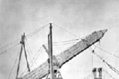 New Yorkers watch their new obelisk as it is swung into place in Central Park (from Henry Gorringe's Egyptian Obelisks, 1882).