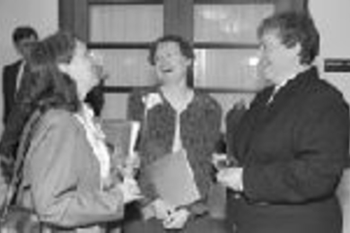 The Quarter Century Club welcomes new members (left to right) Bonny Kellermann, recording secretary in the Treasurer's Office; Bonnie Jones, manager of Alumni/ae Recognition Services; and Campus Police Chief Anne Glavin.