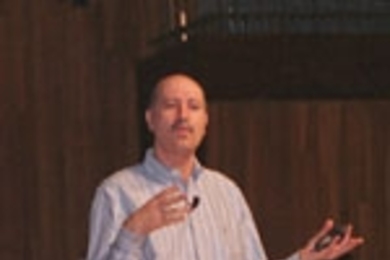 Professor Yoshi Sheffi entertained the audience during his Tech Day presentation.