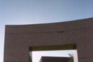 This main campus walkway, featuring "TV Man" by David Bakalar, will be closed in November due to construction of the Sports and Fitness Center.