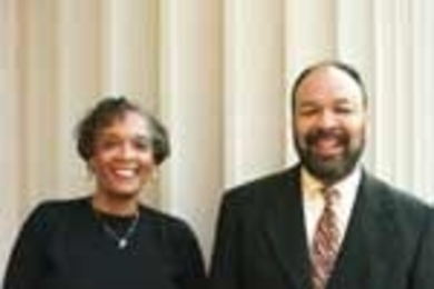 Black Achiever awardees Evette M. Layne, director of the MIT/Wellesley Upward Bound Program, and Associate Dean Arnold R. Henderson Jr.