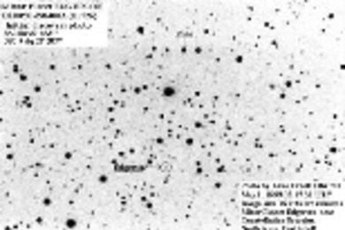 A May 1998 image of Asteroid Edgerton near the constellation Scorpius. The image size is 16 by 23 arc minutes.