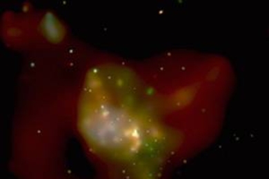This image shows the central region of the Milky Way as seen by Chandra. The bright, point-like source at the center was produced by a huge X-ray flare that occurred in the vicinity of the supermassive black hole at the center of the galaxy, associated with the compact radio source Sagittarius A*. During the observation, the X-ray source at the galactic center brightened dramatically in a few minu...