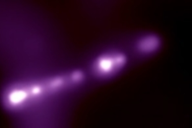 This Chandra image shows the M87 jet as seen in X-ray wavelengths.