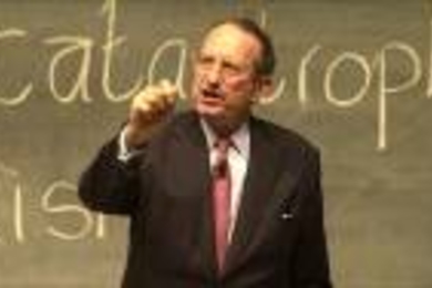 John Deutch makes a point during his address on combating catastrophic terrorism.