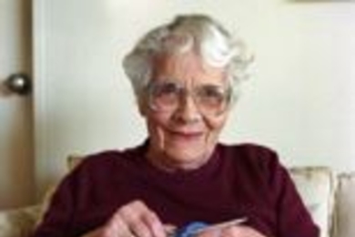 Marie Shea, 92, works on an item for the annual holiday crafts fair that starts tomorrow.
