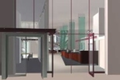An artist's rendering of the new entrance to Hayden Library, which        is expected to be completed by September. Construction is scheduled to begin late May.