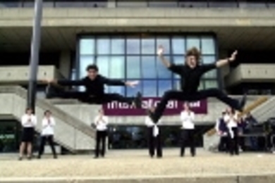 High-kicking Greek dancing on the steps of the Stratton Student Center was just one of many performances during Friday's International Fair.
