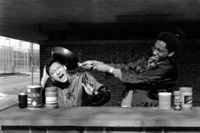 In the student-made film "Yum Yum Dim Sum," Mikey, played by David Ngo, gets some "tough love" from his dad, played by Jumaane Jeffries, both seniors in electrical engineering and computer science.